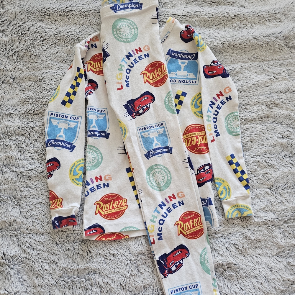 GAP Kids Pajama Set - White with Red and Blue Cars